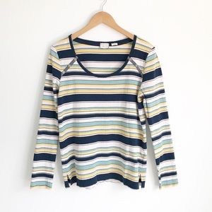 ANTHROPOLOGIE Postmark Blue Stripe Long Sleeve Top
